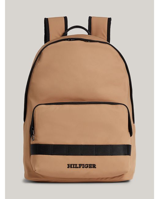 Tommy Hilfiger Embroidered Monotype Dome Backpack Beige