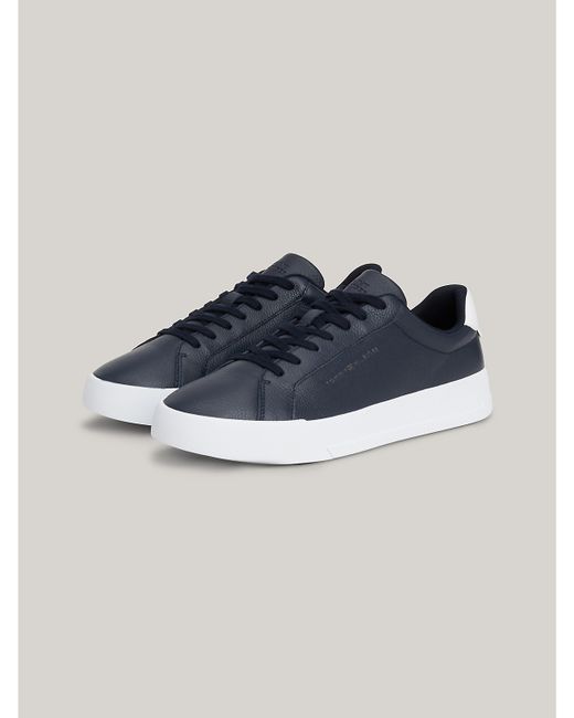 Tommy Hilfiger Pebbled Leather Cupsole Sneaker Blue