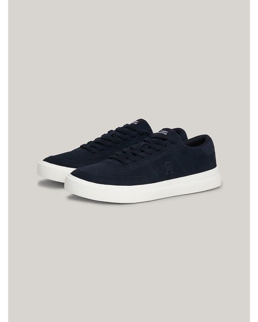 Tommy Hilfiger TH Logo Suede Low-Top Sneaker Blue