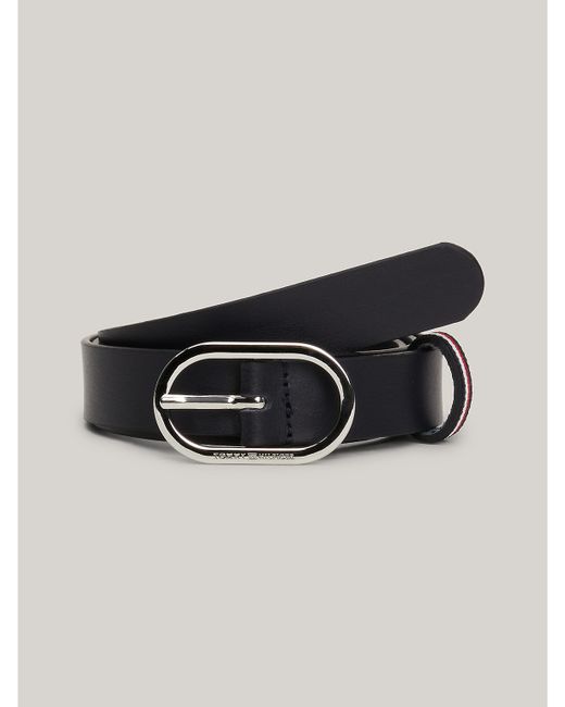 Tommy Hilfiger Signature Oval Buckle Leather Belt