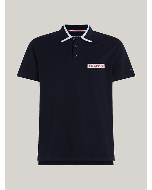 Tommy Hilfiger Regular Fit Monotype Logo Patch Polo Blue