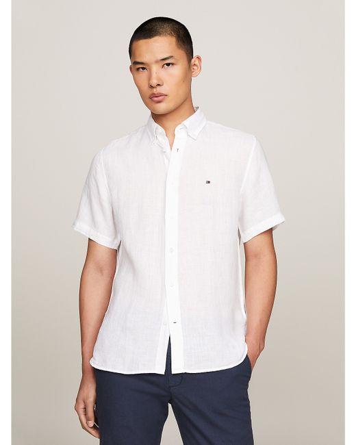 Tommy Hilfiger Regular Fit Linen Short-Sleeve Shirt