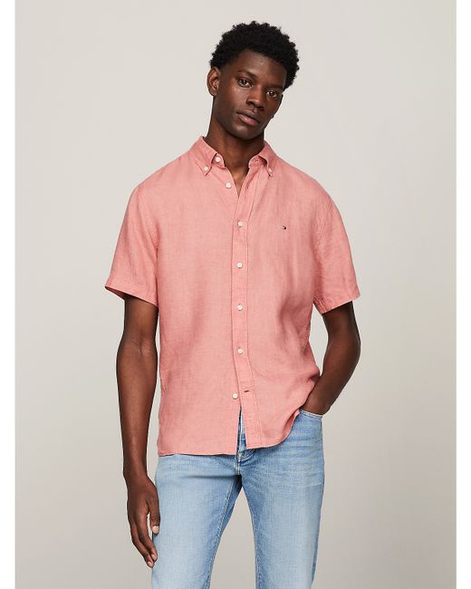 Tommy Hilfiger Regular Fit Linen Short-Sleeve Shirt