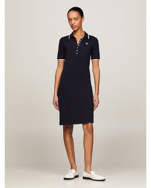 Tommy Hilfiger Slim Fit Tipped Polo Dress Blue