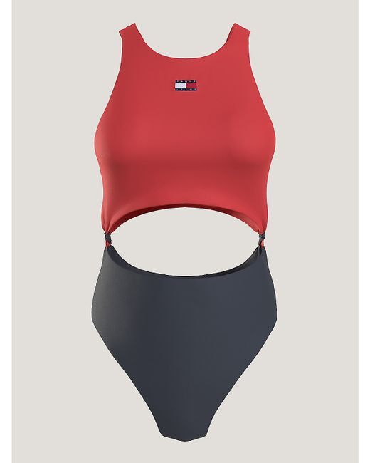 Tommy Hilfiger Colorblock Knot Cutout One-Piece Swimsuit