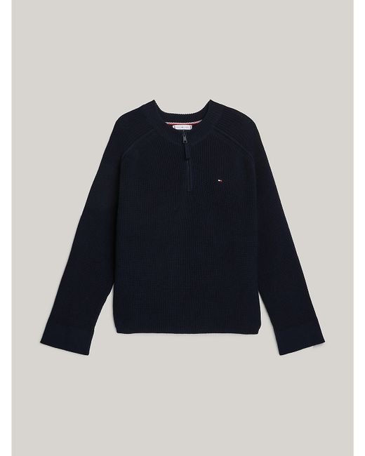 Tommy Hilfiger Relaxed Fit Half-Zip Sweater Blue