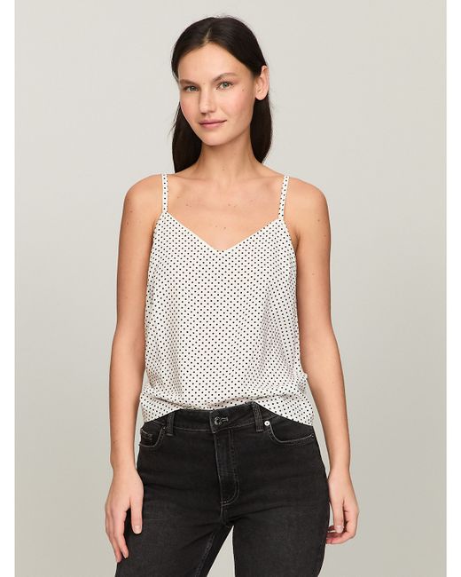Tommy Hilfiger Relaxed Fit Polka Dot Slip Top White