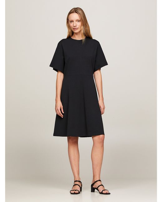 Tommy Hilfiger Solid Short-Sleeve Fit And Flare Dress