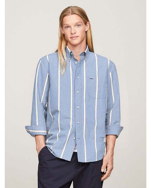 Tommy Hilfiger Regular Fit Stripe Cotton Linen Shirt