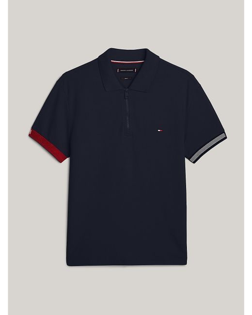 Tommy Hilfiger Slim Fit Flag Tipped Polo Blue