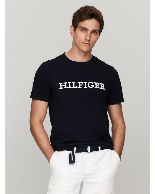 Tommy Hilfiger Embroidered Monotype Logo T-Shirt Blue