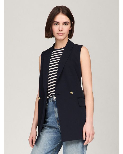 Tommy Hilfiger Sleeveless Double-Breasted Blazer Blue