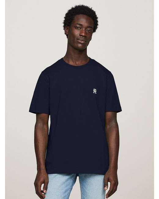 Tommy Hilfiger Embroidered TH Logo T-Shirt Blue