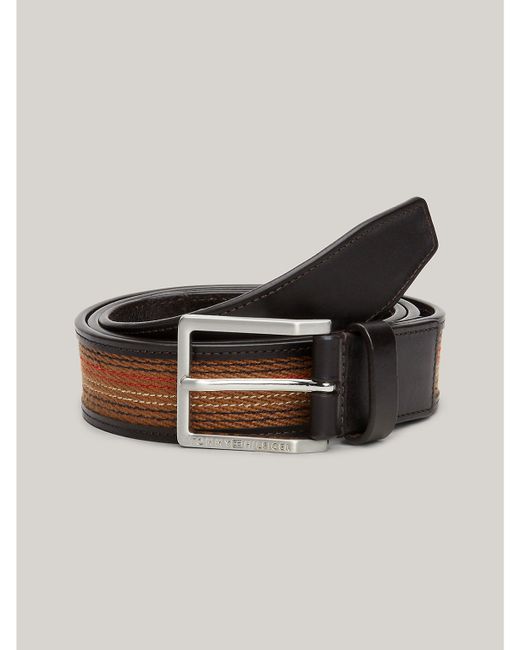 Tommy Hilfiger Stripe Braided Leather Belt