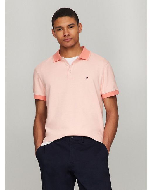Tommy Hilfiger Slim Fit Tipped Polo Pink