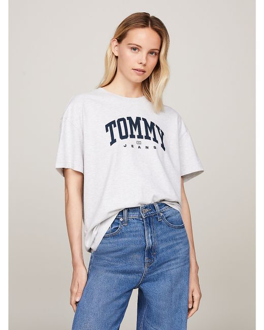 Tommy Hilfiger Oversized Fit Varsity Logo T-Shirt Grey