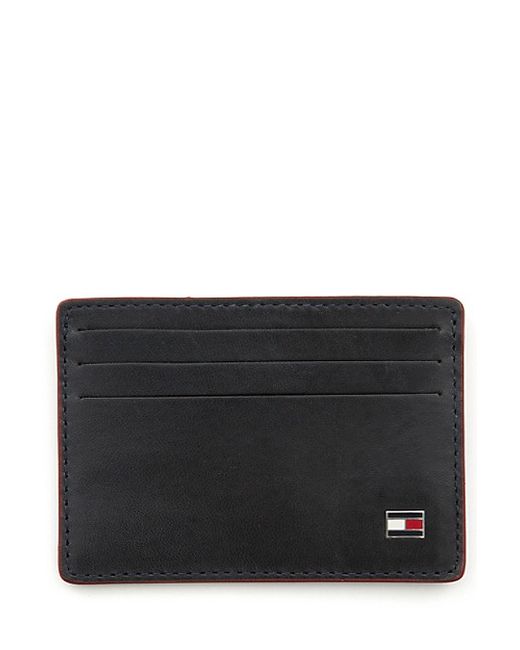 Tommy Hilfiger Edged Leather Card Case Tommy Navy