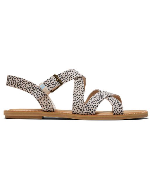 Toms tan cheetah sicily strappy flat sandal UK3