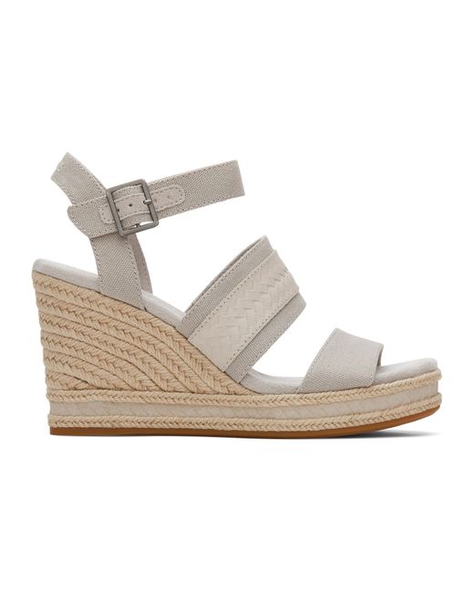 Toms Grey Madelyn Strappy Braided Wedge Sandal