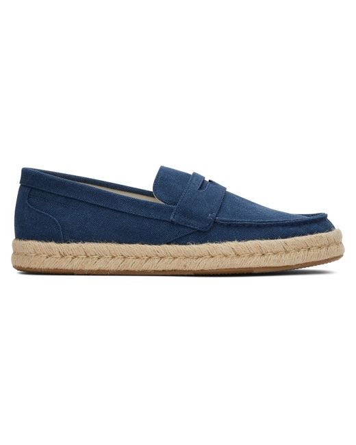 Toms Blue Espadrille Loafer Recycled Washed Cotton CanvasRope Sole Slip On Stanford Shoe UK9.5 Slip-Ons