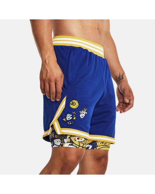 Under Armour Mens Curry Mesh Shorts Royal Taxi White