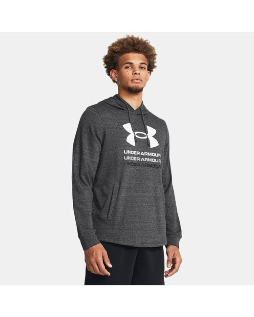 Under Armour Mens Rival Terry Graphic Hoodie Castlerock Black