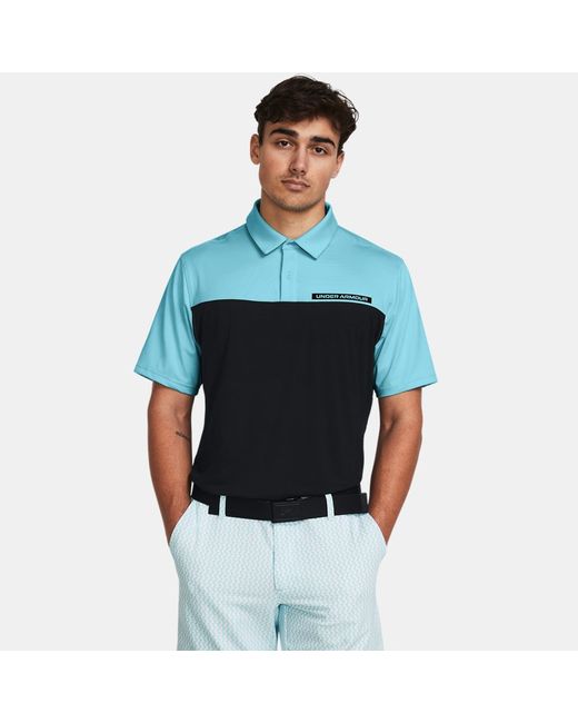 Under Armour Tee To Green Block Polo Sky Blue