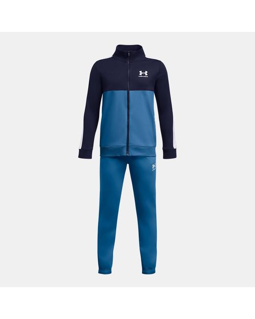 Under Armour Boys Rival Colorblock Knit Tracksuit Photon Midnight Navy White YSM 50 54