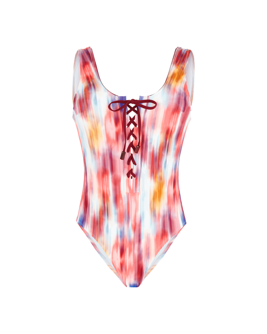 Vilebrequin Lace-up One-piece Swimsuit Ikat Flowers Swimming Trunk Fox