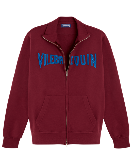 Vilebrequin Front Zip Sweatshirt Embroidered Logo Velvet Starlettes Sweater Roux