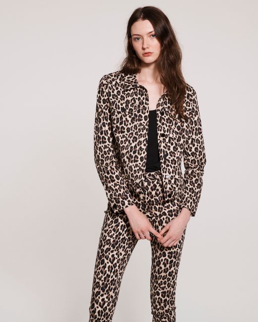 Vince Camuto Leopard Print Denim Jacket