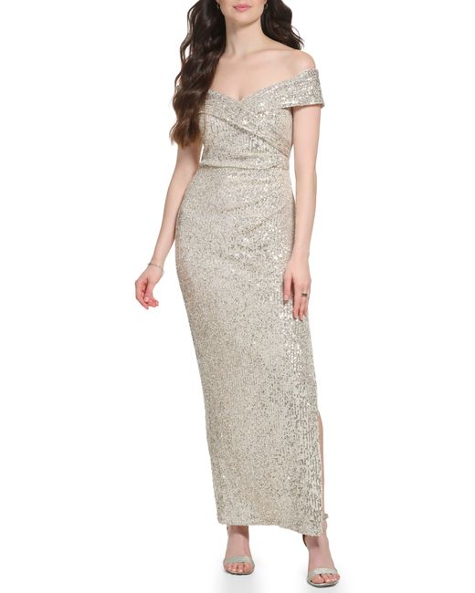 Vince Camuto Sequined Off The Shoulder Gown
