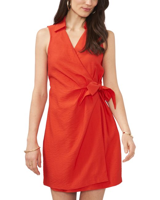 Vince Camuto Sleeveless Faux Wrap Tie Detail Dress