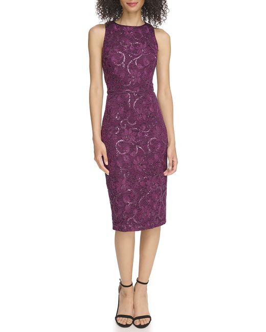 Vince Camuto Sequined Lace Midi Dress