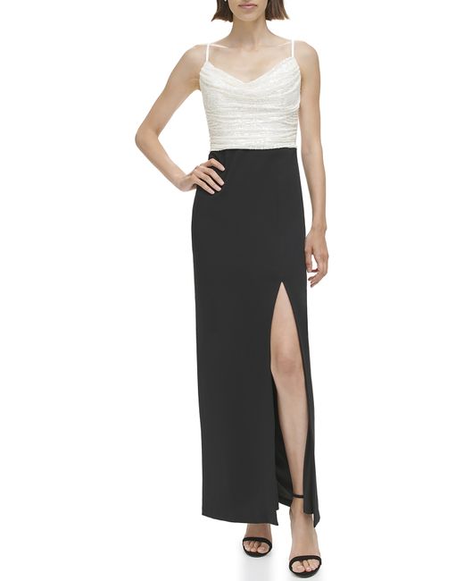 Vince Camuto Contrast Cowl Neck Gown