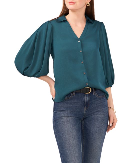 Vince Camuto Collared Balloon Sleeve Top Plus