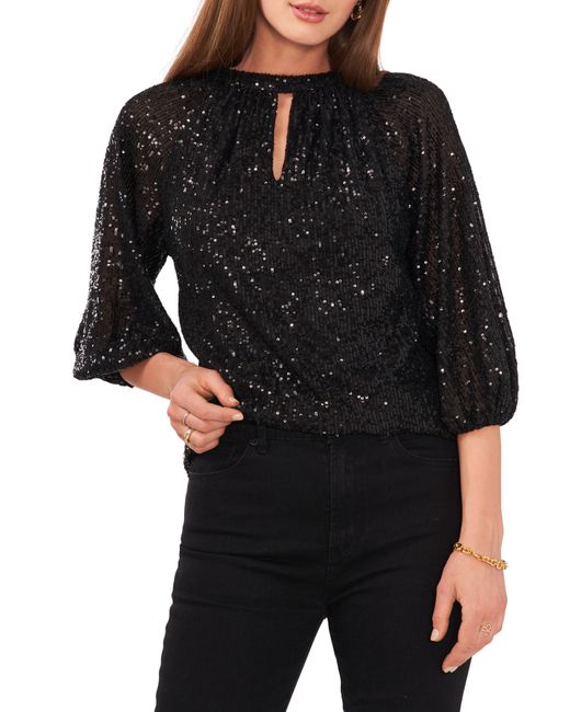 Vince Camuto Sequin Top With Keyhole Neck