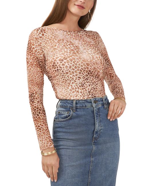 Vince Camuto Leopard Print Long Sleeve Top
