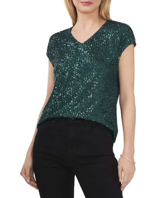Vince Camuto Sequined V Neck Blouse