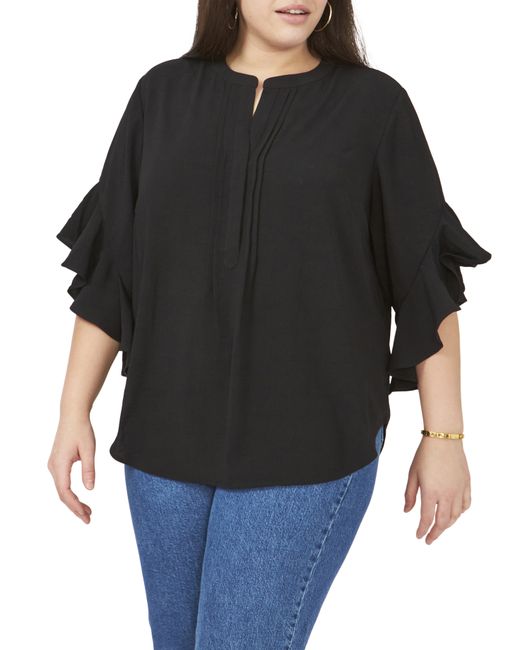 Vince Camuto Pleated Flutter Sleeve Tunic Top Plus