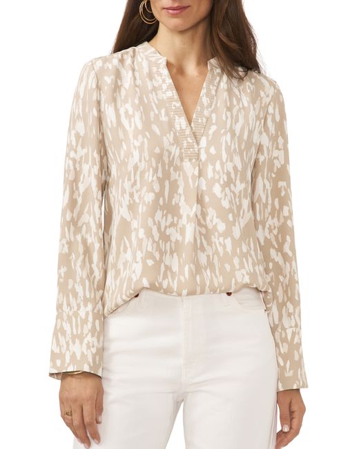 Vince Camuto Abstract Leopard Print V Neck Blouse