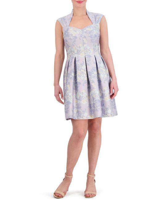 Vince Camuto Jacquard Pleated Fit And Flare Dress