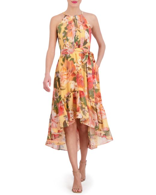 Vince Camuto Floral Print High Low Midi Dress