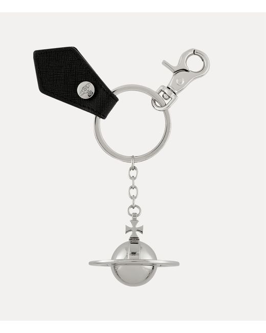 Vivienne Westwood Saffiano 3D Orb Silver Keyring