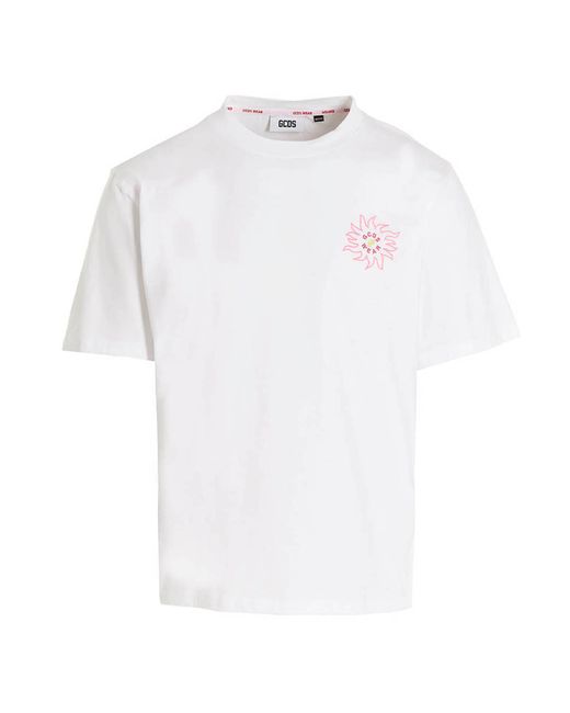 Gcds -Surfing Weirdo T Shirt Bianco-