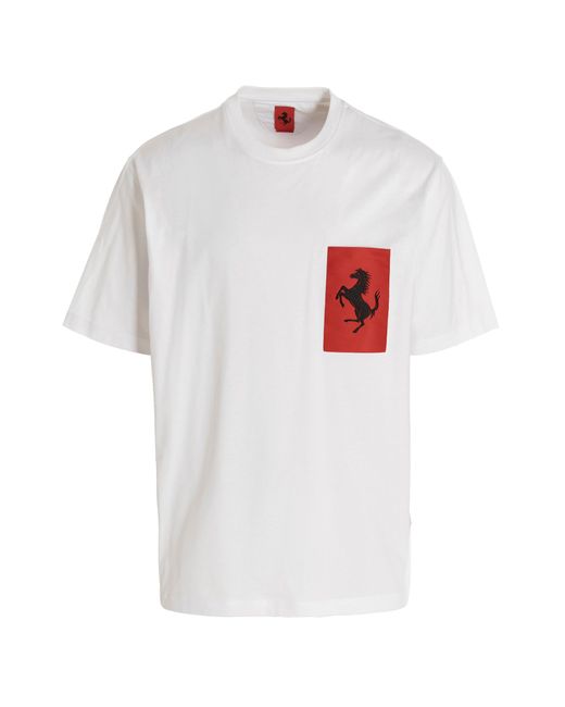 Ferrari -Label Pocket T Shirt Bianco-