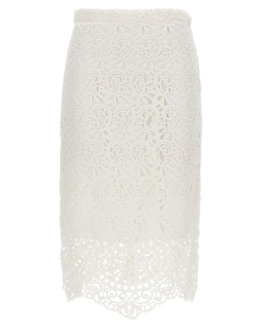 Burberry -Lace Skirt Gonne Bianco-