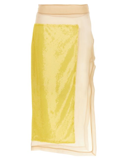 A.W.A.K.E. Mode A. W.A. K.E. Mode-Sequin Long Skirt Gonne Giallo-