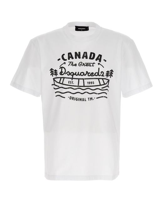 Dsquared2 -Logo Print T Shirt Bianco/Nero-