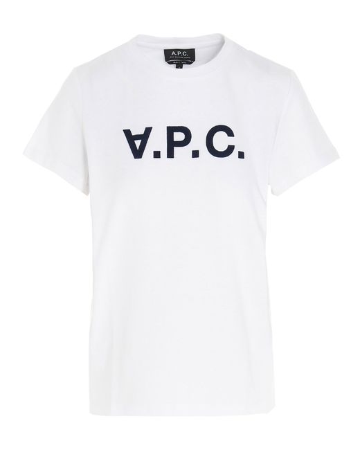 A.P.C. A. P.C.-Flocked Logo T Shirt Bianco-